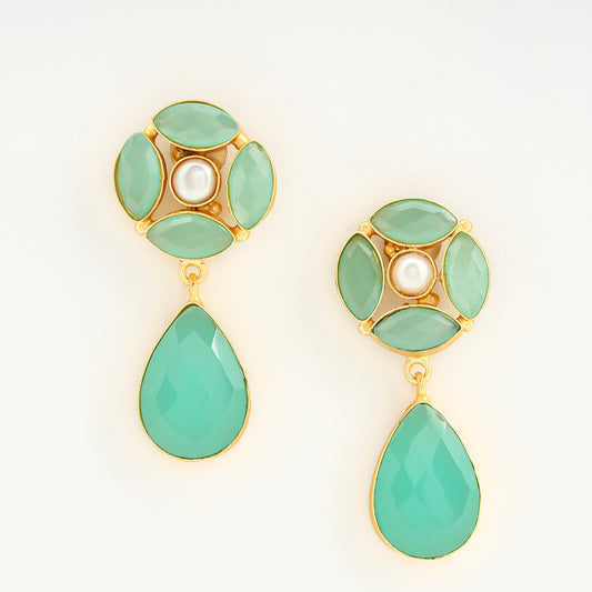 Green Monalisa Stone Drop Earrings
