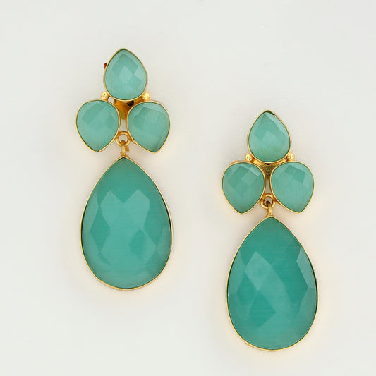 Sea Green Onyx Stone Drop Earrings